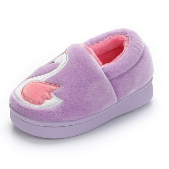 JACKSHIBO Toddler Slippers for Girls Boys Soft Plush Inner Slip-on House Slippers for Kids Purple
