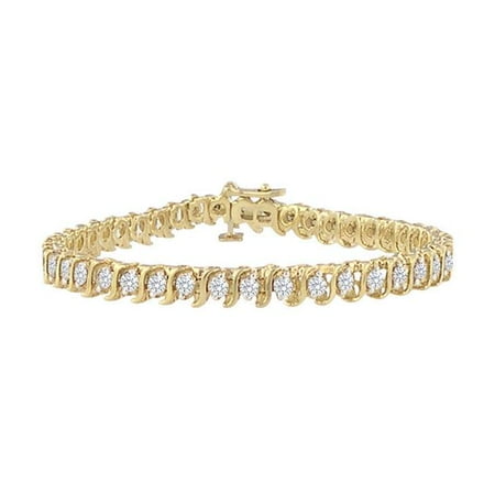 Diamond 18k Vermeil Bracelet Fine Jewelry Vault UBAGVYRD155400CZ April Birthstone Cubic Zirconia S Tennis Bracelet in 18K Yellow Gold Vermeil 4 CT TGW ()