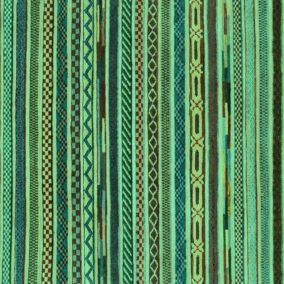 Ahgly Company Indoor Square Southwestern Turquoise Blue Country Area Rugs, 6' Square