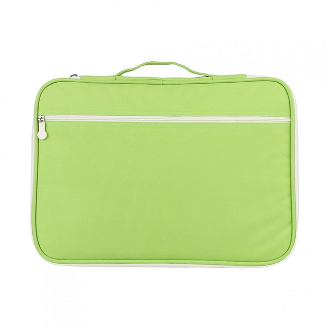 Carpeta de archivos con cremallera para documentos tamaño A4, organizador de portafolios, para ordenador portátil (verde claro)