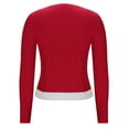 thumbnail image 4 of Lenpel Crop Tops for Women Trendy Long Sleeve V Neck Lace Patchwork Button down Slim T Shirts Soft Casual Blouses(Red,X-Large), 4 of 6
