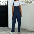 thumbnail image 4 of Aayomet Bodysuit For Women Jumpsuit Solid Women's Jumpsuit Retro Casual Pocket Long Wide Leg Lace Up Women's Jumpsuit,Navy L, 4 of 5