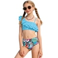 thumbnail image 5 of YDFCWXW Kids Girls 2 Pieces Bathing Suit Sleeveless Swim Top with Bottoms Set for Beach Swimming (Sky Blue, 8-9 Years), 5 of 7