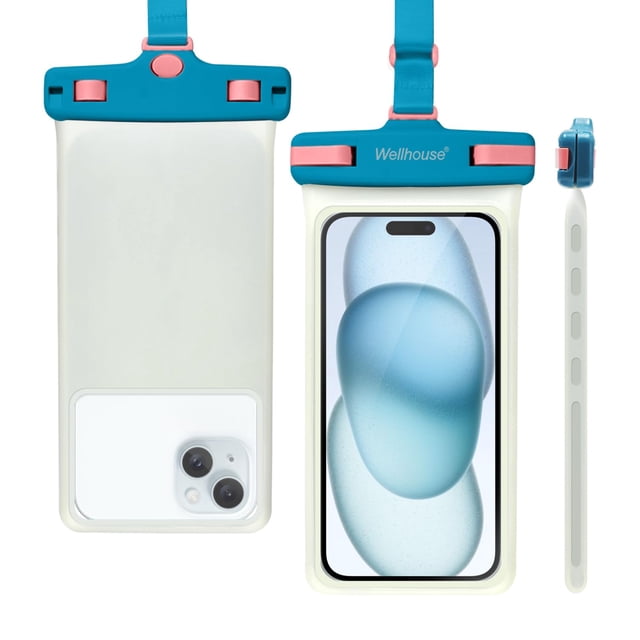 Funda impermeable para teléfono Wellhouse de 7 pulgadas, IPX8, azul luminosa