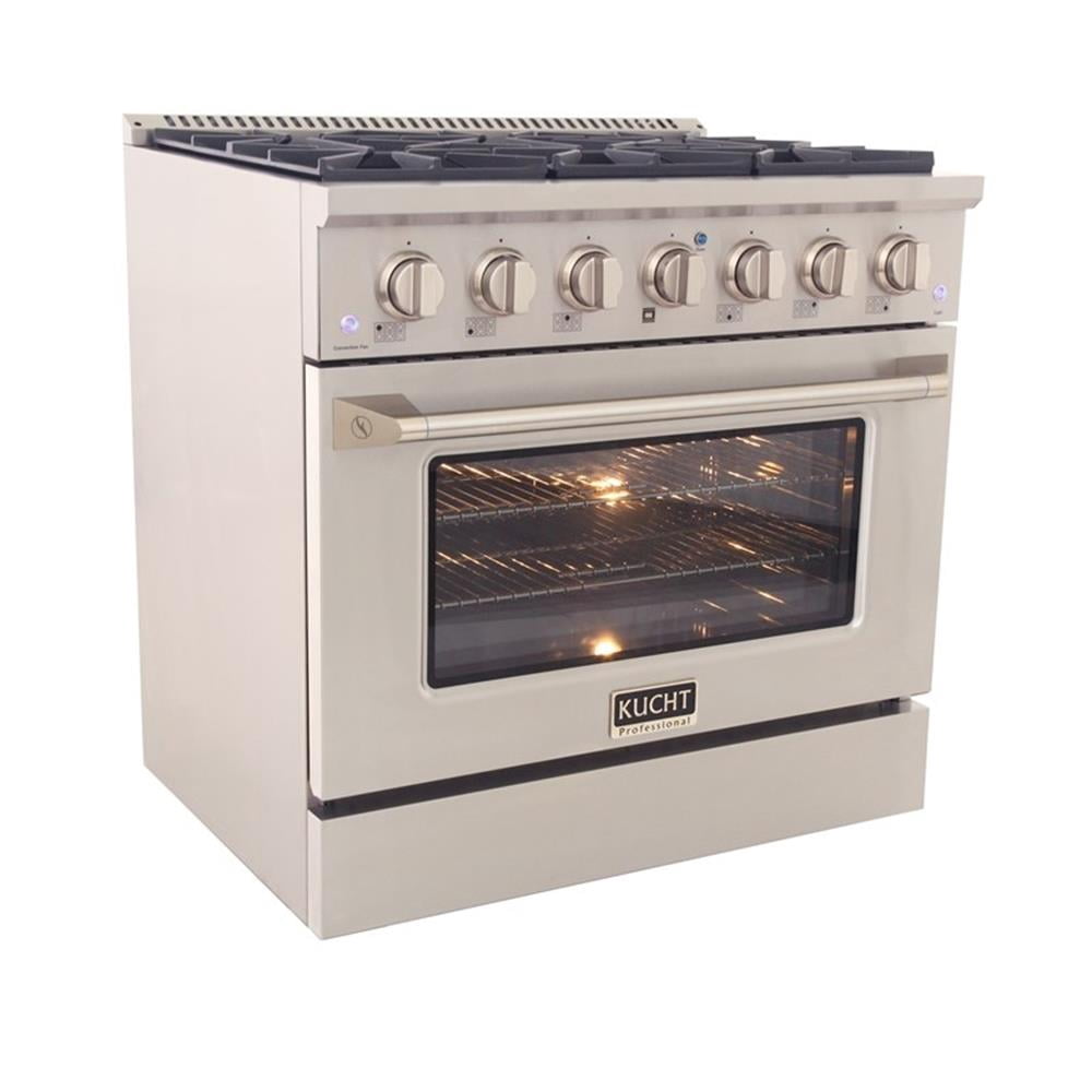 Pemberly Row 36" 5.2 cu.ft Silver Dual Fuel Range for Propane Gas Sealed Burners