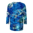thumbnail image 4 of Wanfds Hauts de Mode Bleus pour Femmes Tendance Été Col Rond Manches Trois-Quarts S, 4 of 5