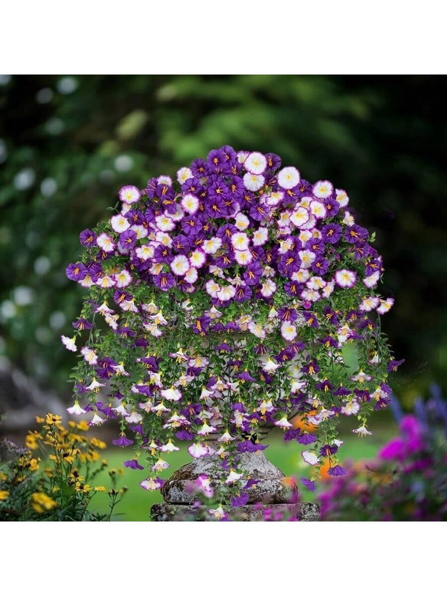 4pcs Artificial Morning Glory Hanging Artificial Petunia, Simulated Fake Flowers For Wedding Party Indoor And Outdoor Garden Wall Hanging Fake Flower Decoration