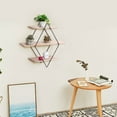 thumbnail image 6 of Geometric Floating Shelves, AGSIVO Rustic Wood Geometric Wall Shelf, 3 Tier Diamond Metal Storage Shelves for Bedroom, Bathroom, Living Room, Kitchen, Office, Black and Brown, 6 of 7