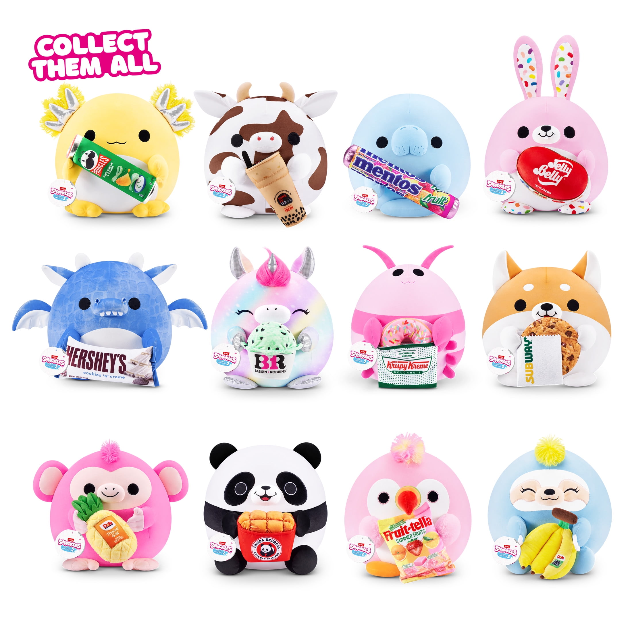 Snackles Série 2 : Snackle de 36 cm (14 po) par ZURU, peluche moelleuse et réconfortante de 36 cm (14 po) avec accessoire et collation sous licence