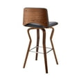 thumbnail image 4 of Gerty 26" Swivel Grey Faux Leather and Walnut Wood Bar Stool, 4 of 5