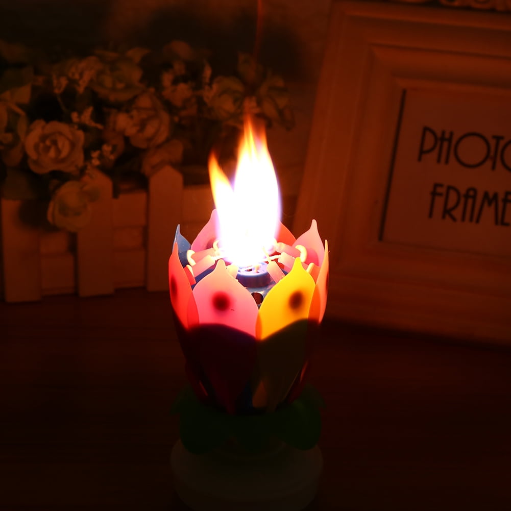 Tebru Birthday Candle Lotus Flower, Cake Topper Multicolor Lotus Flower