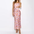 thumbnail image 1 of Vestido Estampado Floral Vestido largo de vacaciones sin espalda informal con tirantes finos y espalda entrecruzada para mujer Cgtredaw Traje Rosa S 2 para Mujer, 1 of 1