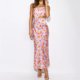 thumbnail image 1 of Vestido Estampado Floral Vestido largo de vacaciones sin espalda informal con tirantes finos y espalda entrecruzada para mujer Ygjytge Decoración Rosa Xl 2 para Mujer, 1 of 5