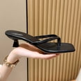 thumbnail image 6 of IEMIEMIEM Women's Kitten Heels Flip Flops Heeled Thong Sandals Square Open Toe with 2 Inch Low Heel Black 6.5 Wide, 6 of 8