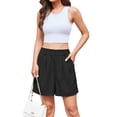 thumbnail image 3 of Asklazy Women's Summer Dressy Casual Elastic Waist Wide Leg Suit Tailored Shorts Comfy Elagant Work Trouser Shorts，US Size,Black，S, 3 of 10