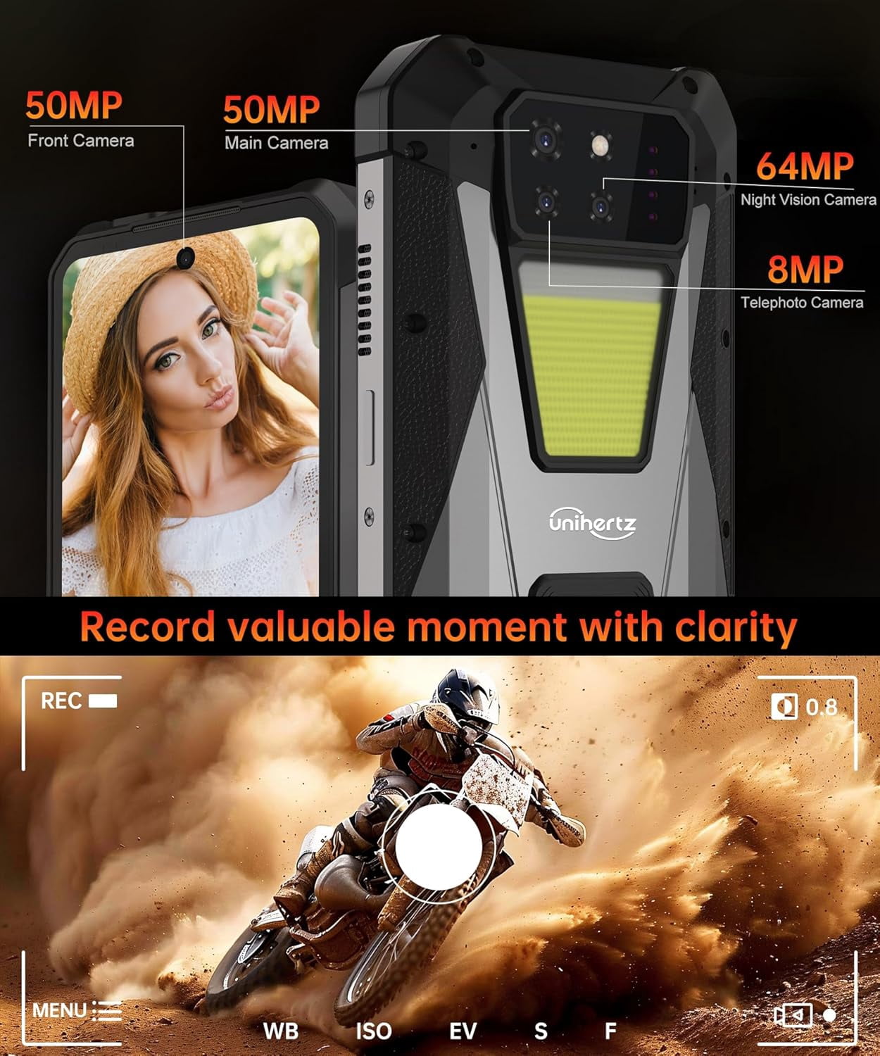 Tank 3s 5G Rugged Smartphone, Android 14 Waterproof Rugged Phone, 12GB 256GB, 6.79’’ Unlocked Cell Phones Compatible with T-Mobile/Verizon
