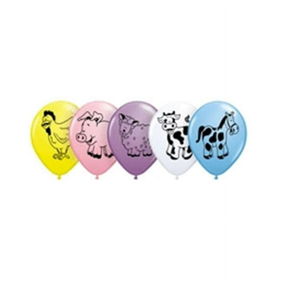 Qualatex 56189 11 in. Farm Animal Latex Balloon - Assorted Color