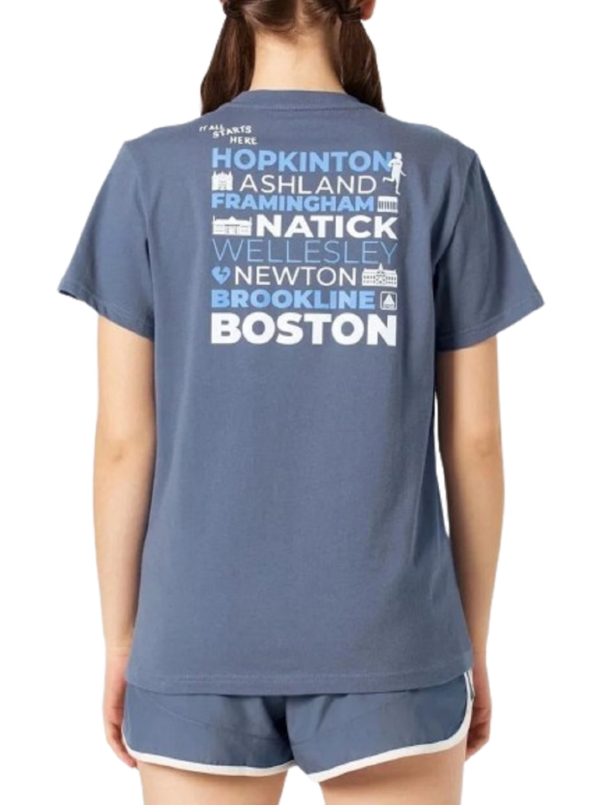 adidas Womens Boston Marathon 2024 Map Graphic Tee (Preloved Ink, Large)
