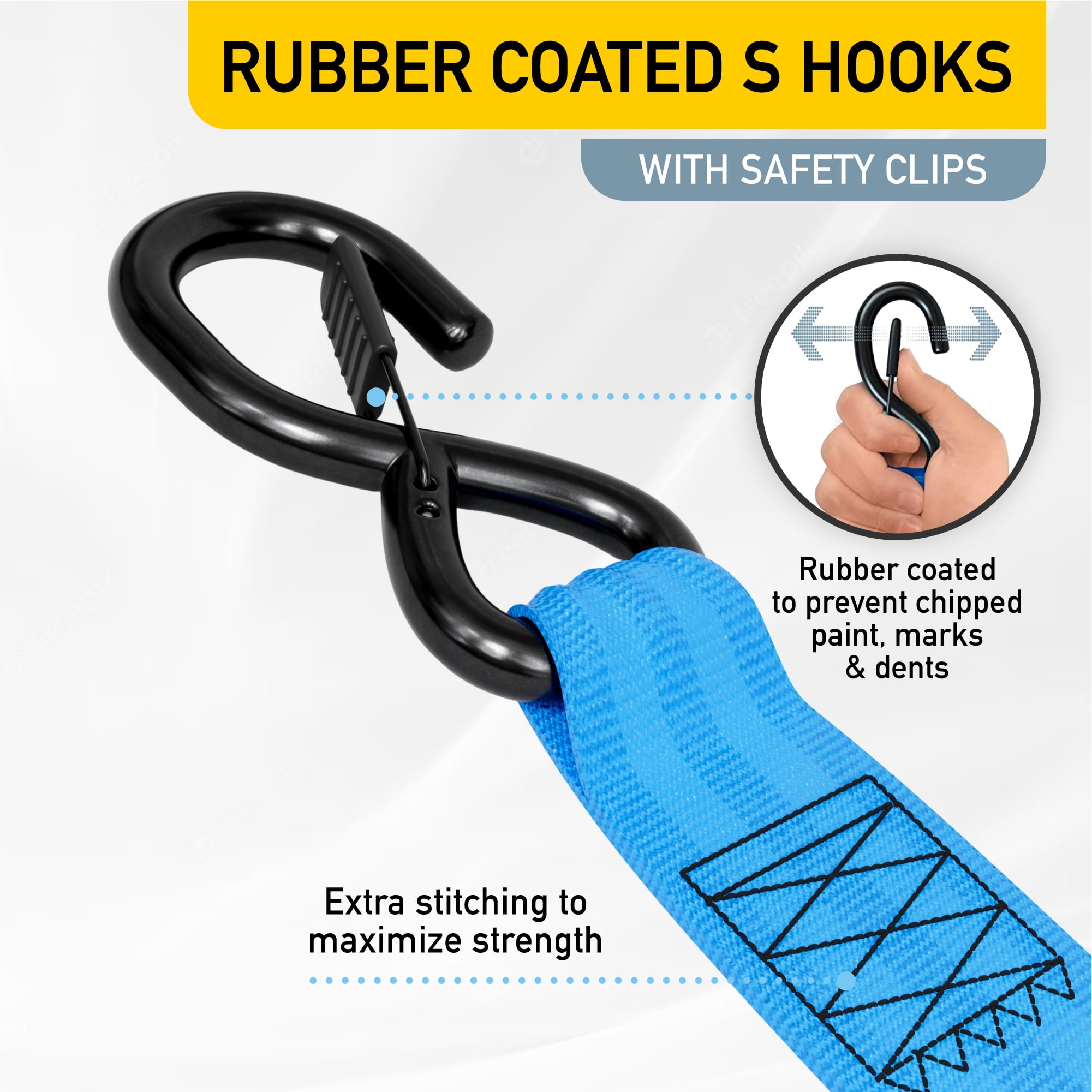 AUGO Retractable Ratchet Straps | 2 Heavy Duty Ratchet Straps Self Retractable Tie Down Straps with Soft Loops & Storage Bag for Motorcycle, Truck, Trailer, Cargo Van |3000 Lb Break Strength 2” x 10’