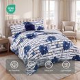 thumbnail image 6 of Regency Heights Twin/Twin XL Comforter Sets, 3-Piece Floral Bedding Sets for All Season, Navy Blue Stripped Comforter Set with Dec Pillow, 6 of 9