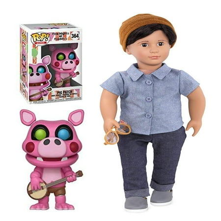 Games:Five Nights at Freddy's Pizza Simulator - Pigpatch Collectible Figure + Franco 18 inch Non-posable Boy Regular Fashion Doll, Pack of 2