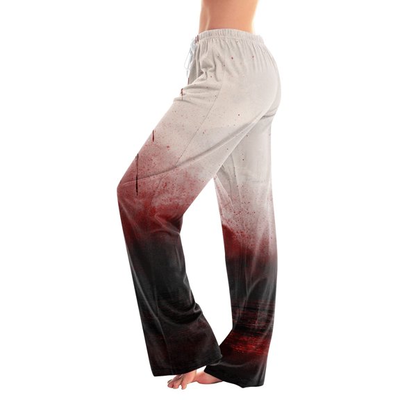 JULMCOMO Halloween Pajama Pants for Women Blood Eyeball Print Drawstring Elastic Waist Trendy Pajama Bottoms Fuuny Print Comfy Loose Fit Pjs Pants Gray 3XL