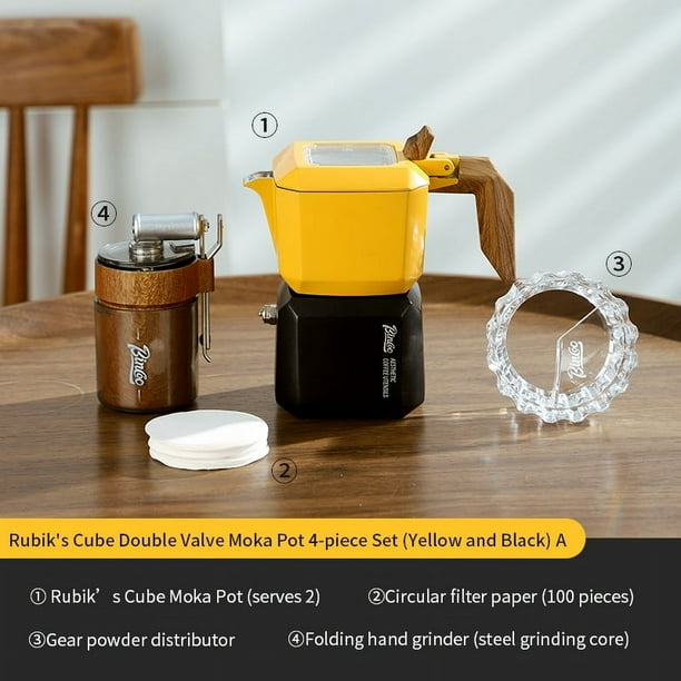 ERNA BINCOO Double Valve Moka Pot Square Coffee Pot Espresso