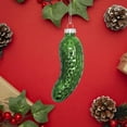 thumbnail image 4 of 4E's Novelty Blown Glass Pickle Ornament - Christmas Pickle Decoration, 4’’ Pickle Ornaments for Christmas Tree & Pickle Ornament in Metallic Green, 4 of 6