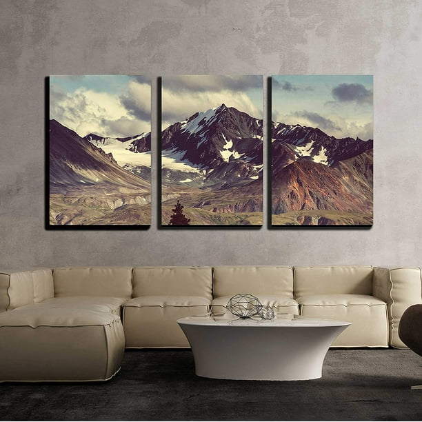 Wall26 3 Piece Canvas Wall Art Mountains In Alaska Modern Home Decor Stretched And Framed Ready To Hang 16 X24 X3 Panels Com - Alaska Home Decor