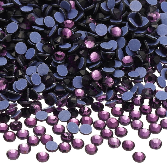 Uxcell 2880 Piezas de Rhinestone Hotfix Flatback de 2.8mm, Gemas Redondas de Resina para Manualidades, Ropa, Decoración DIY, Arte de Uñas, (SS10, Púrpura)