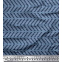 Soimoi Blue Cotton Jersey Fabric Line Geometric Print Sewing Fabric Yard 58 Inch Wide