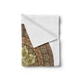 thumbnail image 2 of Brown Mandala Soft Flannel Fleece Throw Blanket, Vintage Oriental Mandala Ornamented with Simplistic Petals, Cozy Plush for Indoor and Outdoor Use, 70" x 90", Pale Green Umber, by Ambesonne, 2 of 5