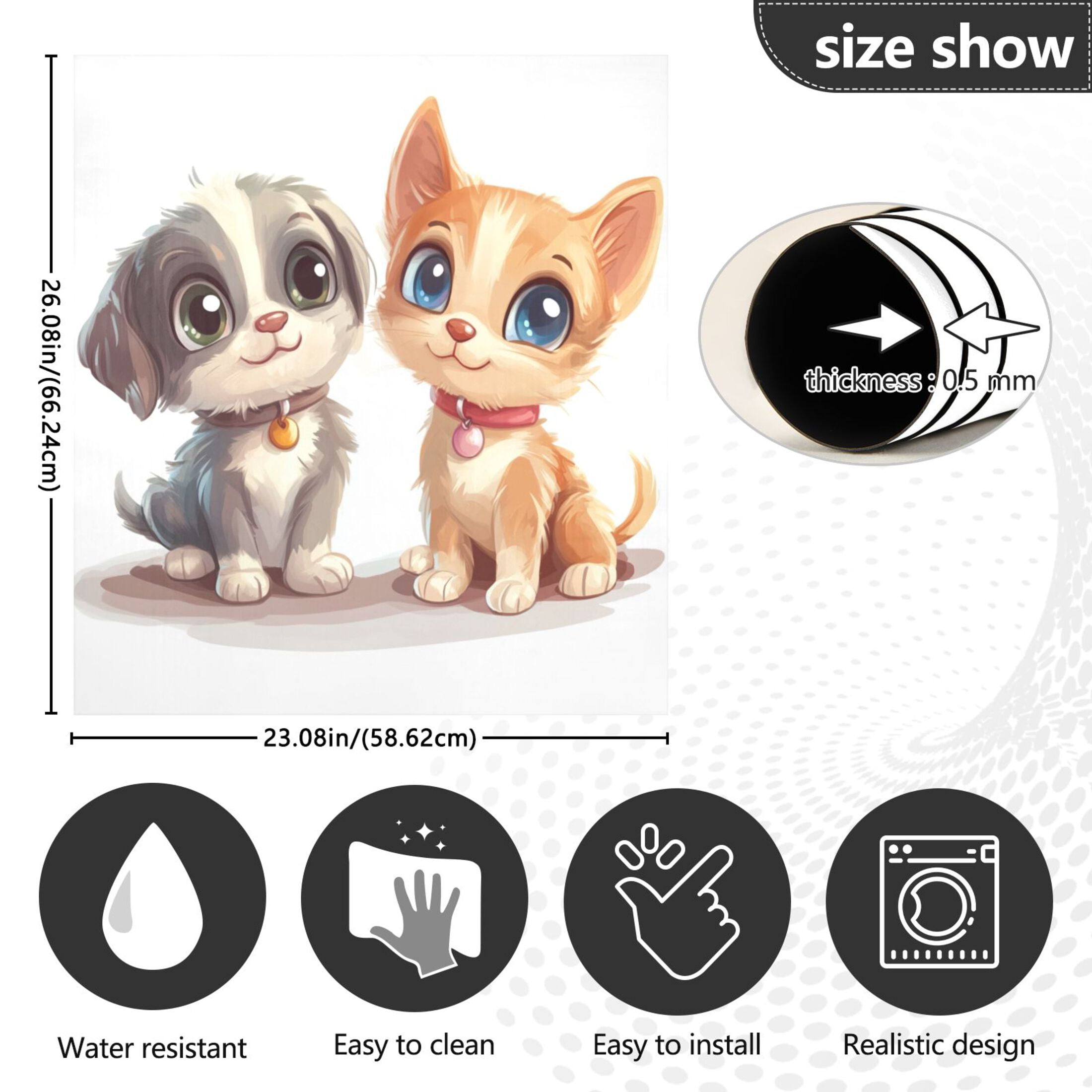 Dishwasher Magnetic Sticker 23x26 Inch Refrigerator Magnetic Sticker Washing Machine Magnetic Sticker Kitchen Panel Magnetic Sticker Home Decor Dog and Cat Friends