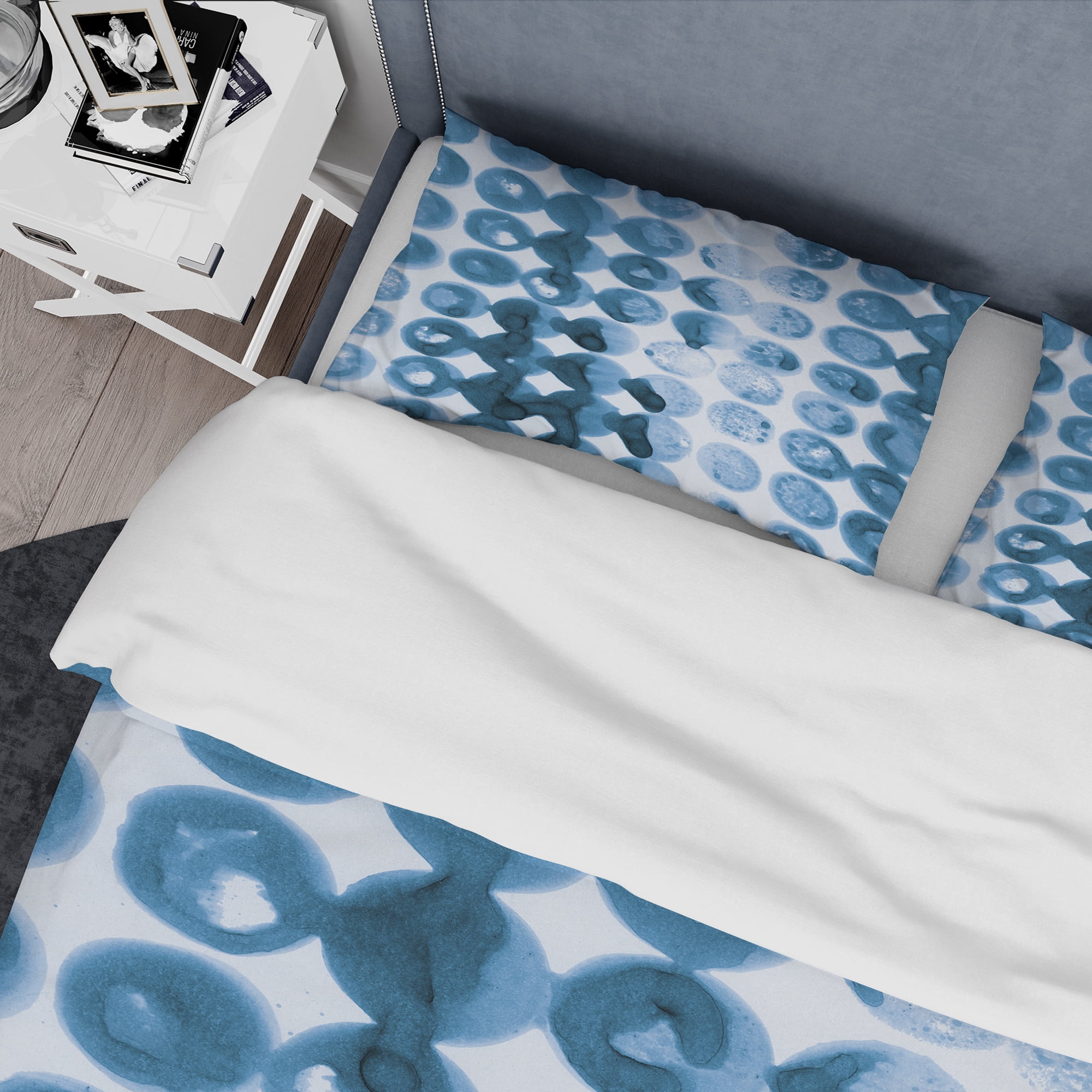 Designart 'Indigo watercolor geometrical VII' Geometric Duvet Cover Set