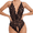 Black, variant on Women's Elegant Lace Trim Comfort Bodysuit For Women Flattering Contour Fit Lingerie One Piece Red XL