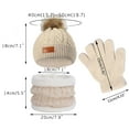 thumbnail image 2 of Kids Hat Scarf Gloves Boys Girls Set Winter Pom Knit Beanie Cap Neck Warmer Mittens Fleece Lining Cold Weather Gear, 2 of 5
