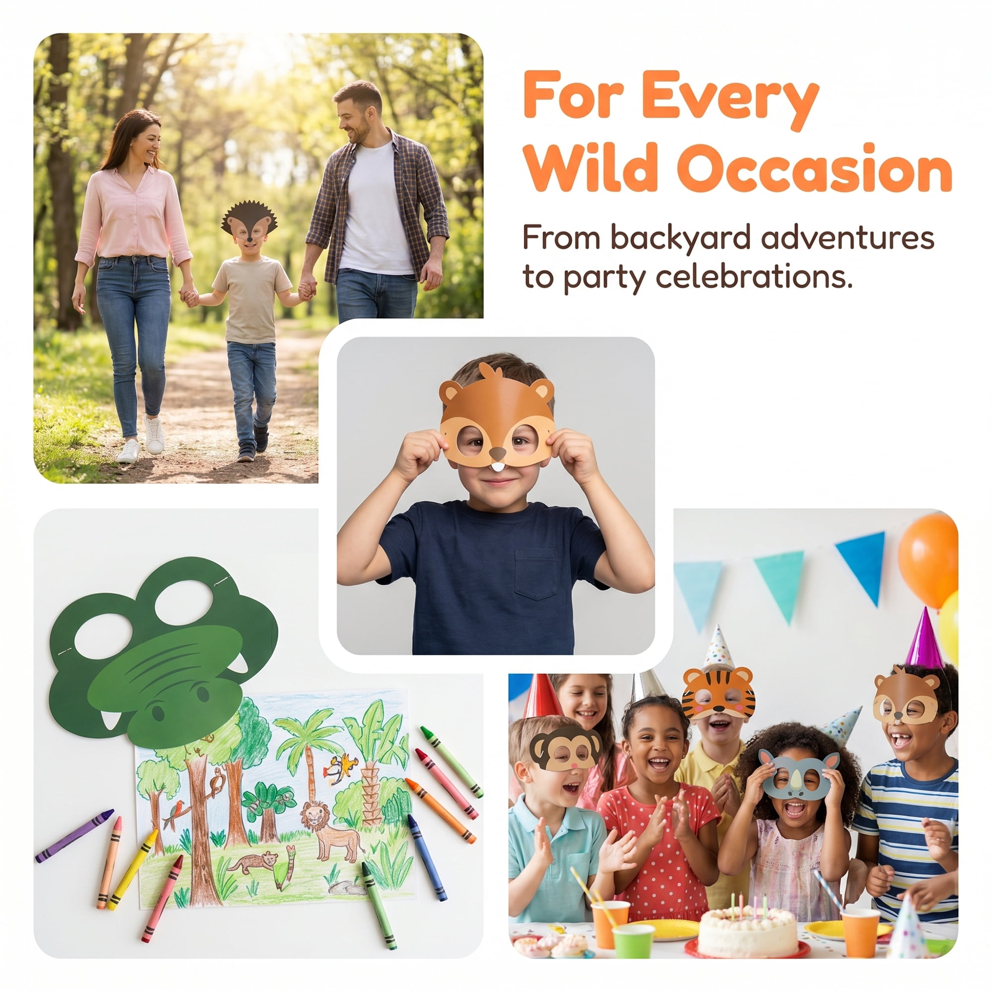 Unique Bargains 6-Pack Cartoon Paper Masquerade Masks for Party Style B Set 7.6" x 5.8"