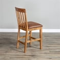 thumbnail image 4 of Home Square 24" Slatback Barstool with Cushion Seat in Rustic Oak - Set of 2, 4 of 8