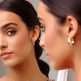 thumbnail image 4 of Amy and Annette 14K Gold Graduated Hoop Huggie Earring in 14K Yellow Gold Plated, 4 of 9