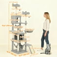 thumbnail image 2 of CoSoTower 76" Large Cat Tree for Indoor Cats with 8 Scratching Posts, 3 Plush Beds, 2 Hammocks, 2 Large Condos, Ramp, Light Grey, 2 of 7