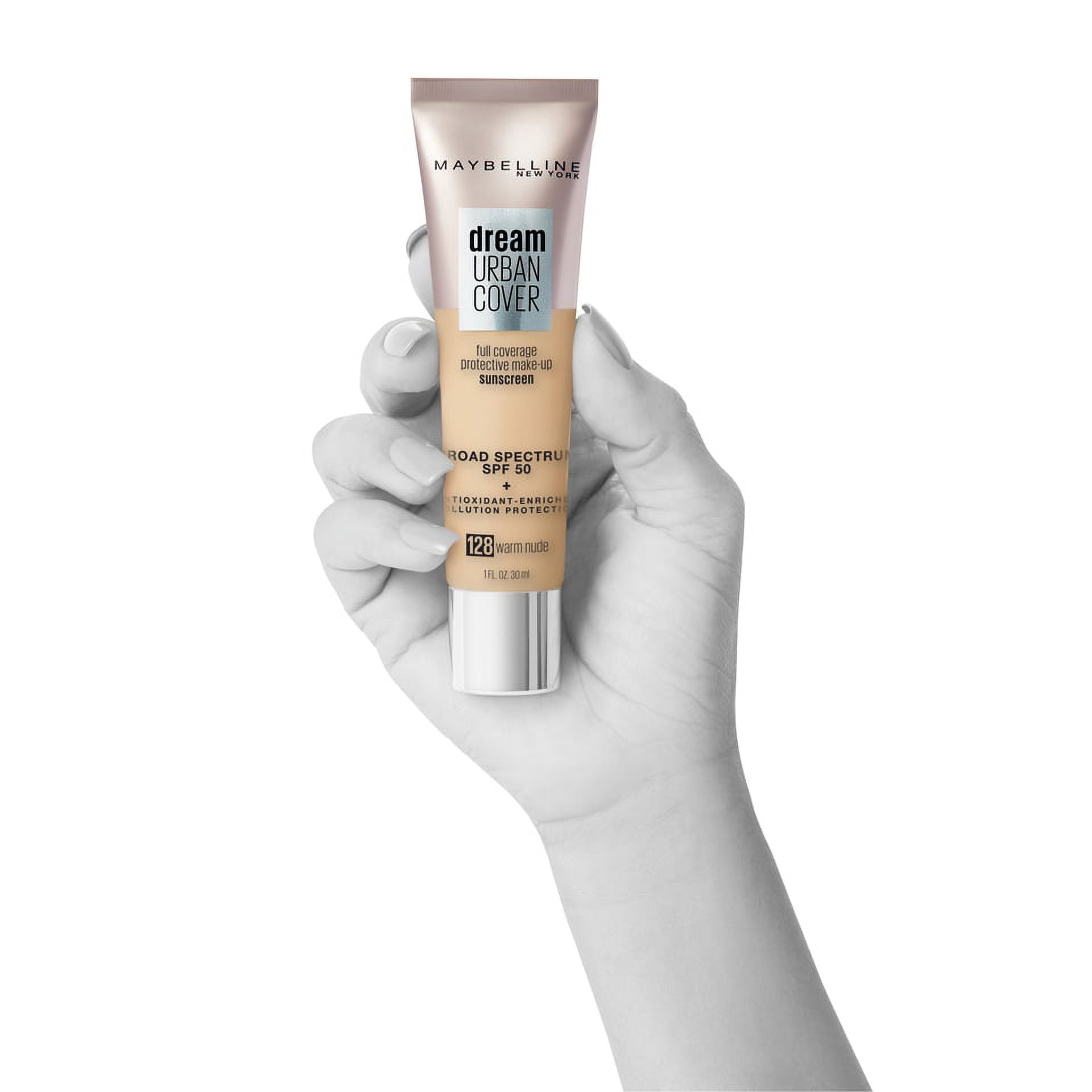 Maybelline Dream Urban Cover Liquid Foundation Makeup, SPF 50, Warm Nude, 1 fl oz