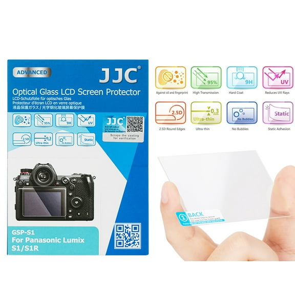 S1 Screen Protector, S1R LCD Cover, JJC GSP-S1 Tempered Glass LCD Screen Protector for Panasonic Lumix S1 / S1R, Ultra-Thin, Multi-Coated, 9H Hardness