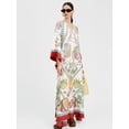 thumbnail image 4 of Vestido largo informal con estampado de flores para mujer, traje holgado con cuello en V y manga acampanada, para primavera y verano, 2024, 4 of 5