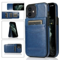 iPhone 13 Mini Wallet Case with Card Holder, Mantto Luxury Flip PU Leather Kickstand Card Pocket Slots Magnetic Folio Back Cover For Apple iPhone 13 Mini 5.4 inch - Dark Blue