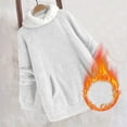 thumbnail image 2 of Women's Sherpa Fleece Tunic Tops with Pocket Fuzzy Warm Winter 1/4 Zip Pullover Loose Colorblock Sweater Pajamas (M, White), 2 of 7