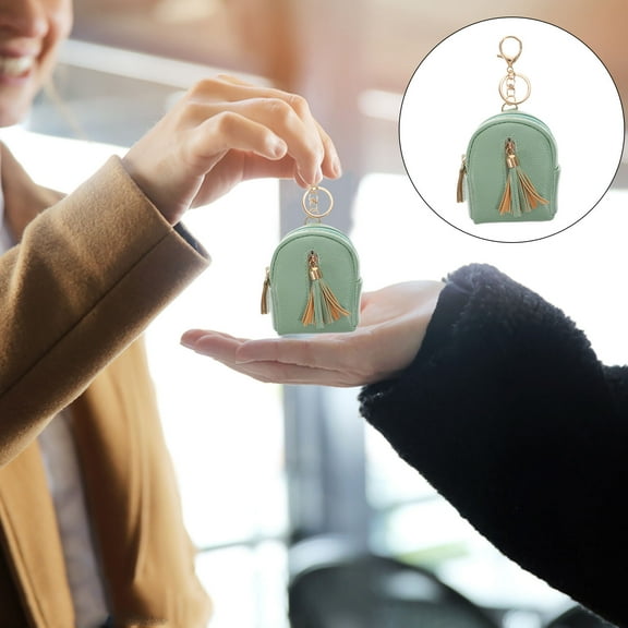 FOMIYES  Ladies Coin Purse Small Wallet with Key Ring Keychain Mini Change Bag Cash Blue