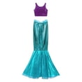 thumbnail image 4 of YIZYIF Womens Mermaid Costume Metallic Sleeveless Crop Top with Ruffled Fishtail Long Skirt Purple&Blue 3XL, 4 of 6