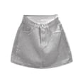 thumbnail image 4 of Ediodpoh Carnival Denim Mini Skirt High Waist Fitted A Line with Rhinestone Design Skirts for Women White S, 4 of 4