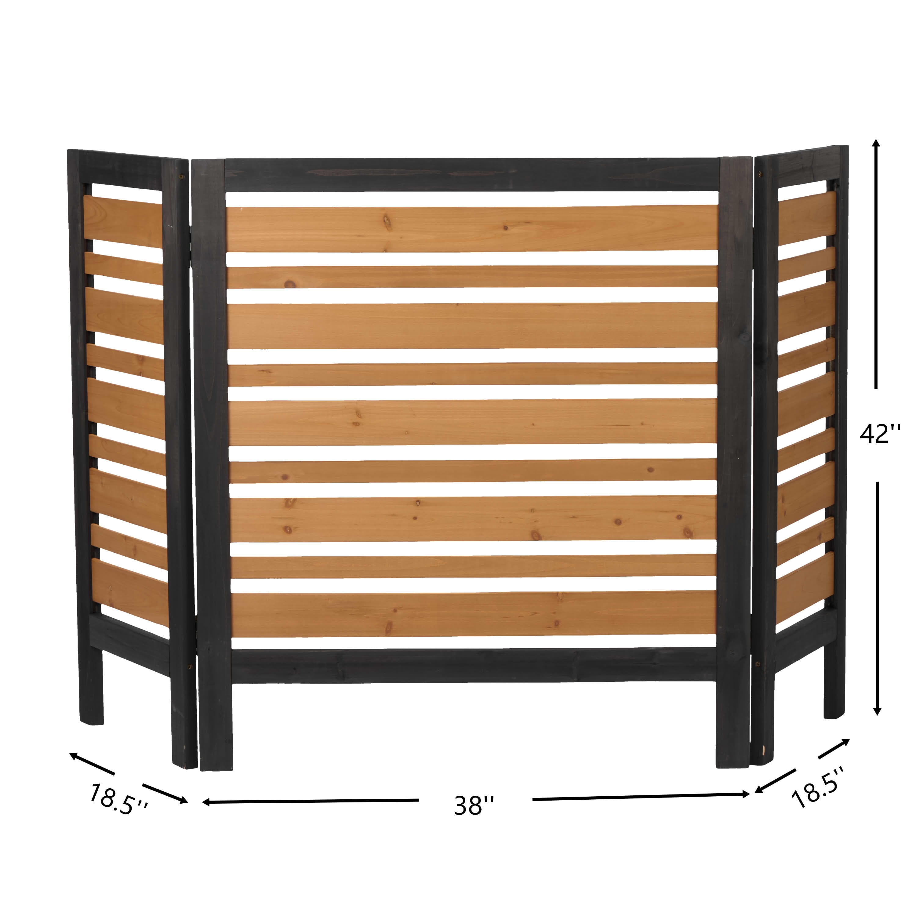 MAYEERTY 3-Panel Outdoor Wood Privacy Fence Screen, 42"H Air Conditioner Trash Can Enclosure for Patio Garden