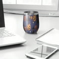 thumbnail image 3 of 12oz Stemless Wine Tumblers Magical Pumpkin Castle Halloween Pattern Vacuum Insulated Stainless Steel Travel Tumbler Cups Mug with Lid and Straw for Champaign,Cocktail,Beer with Cleaning Brush, 3 of 5